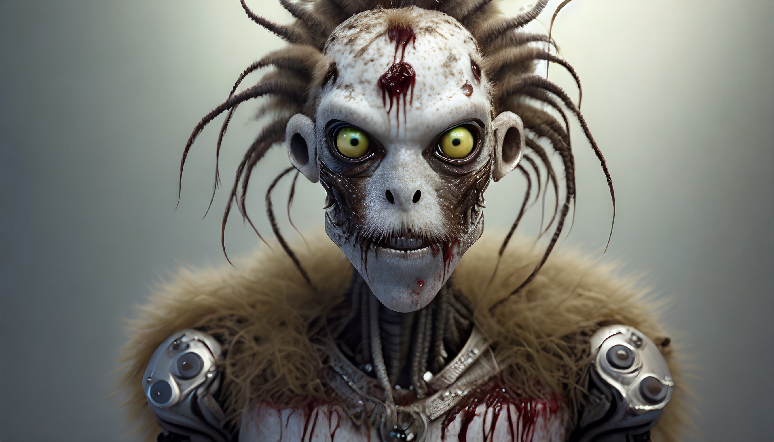 Firefly a wet alien robot monster zombie with worm and snake hair blood and a mustache 14906