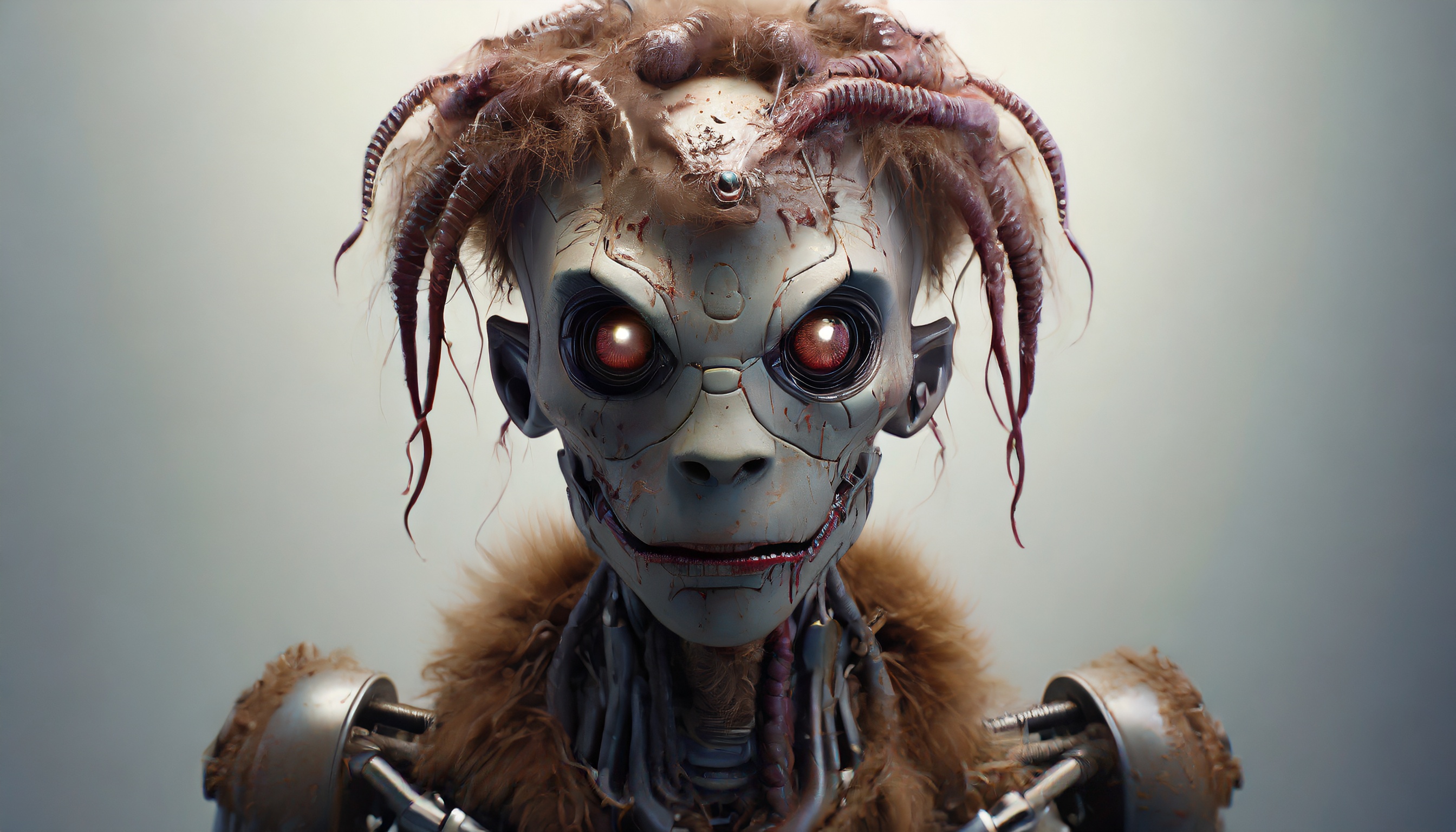 Firefly a wet alien robot monster zombie with worm and snake hair blood and a mustache 28755