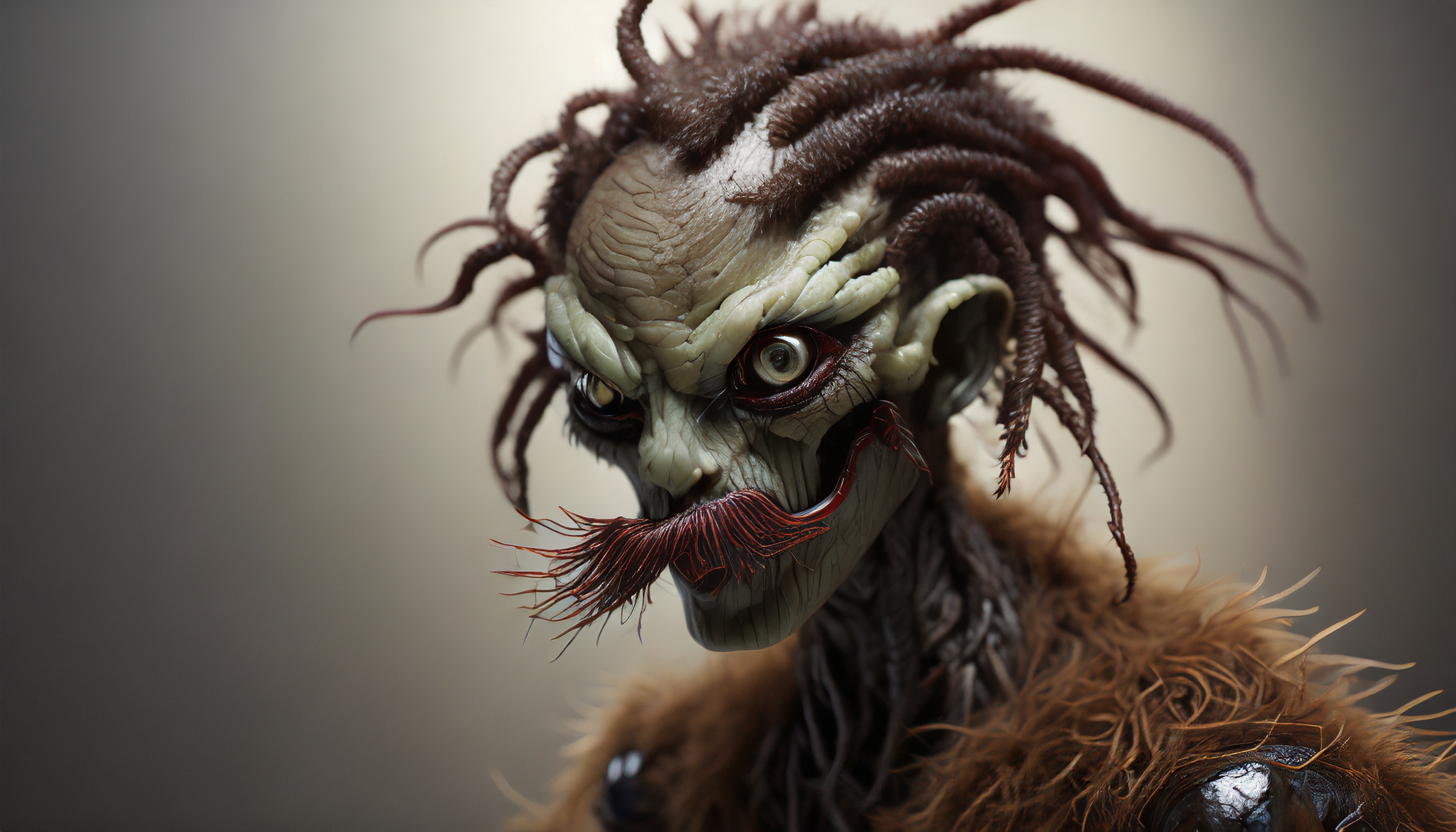 Firefly a wet alien robot monster zombie with worm spider snake hair blood and a mustache 33960