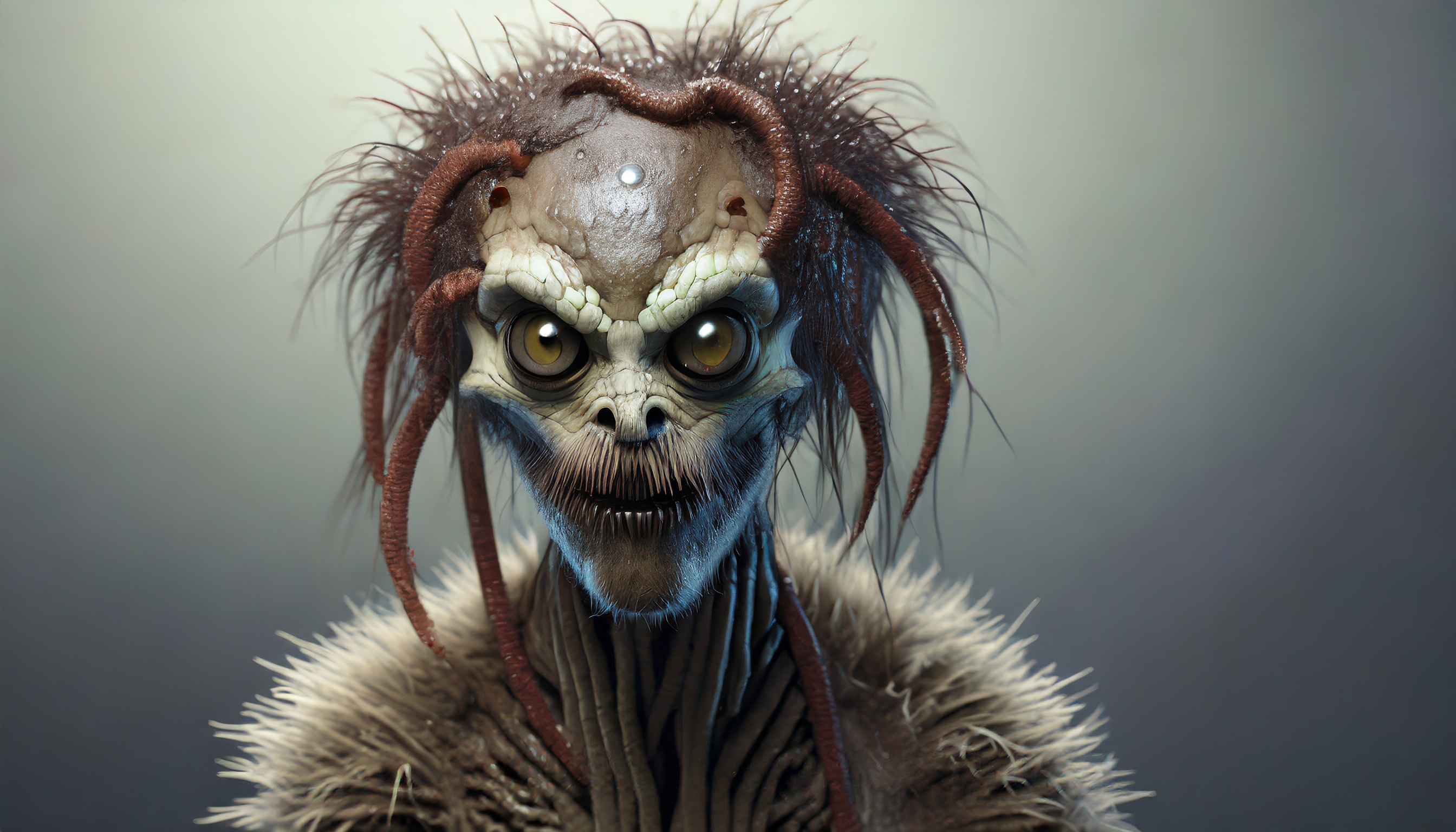 Firefly a wet alien robot monster zombie with worm spider snake hair blood and a mustache 84260