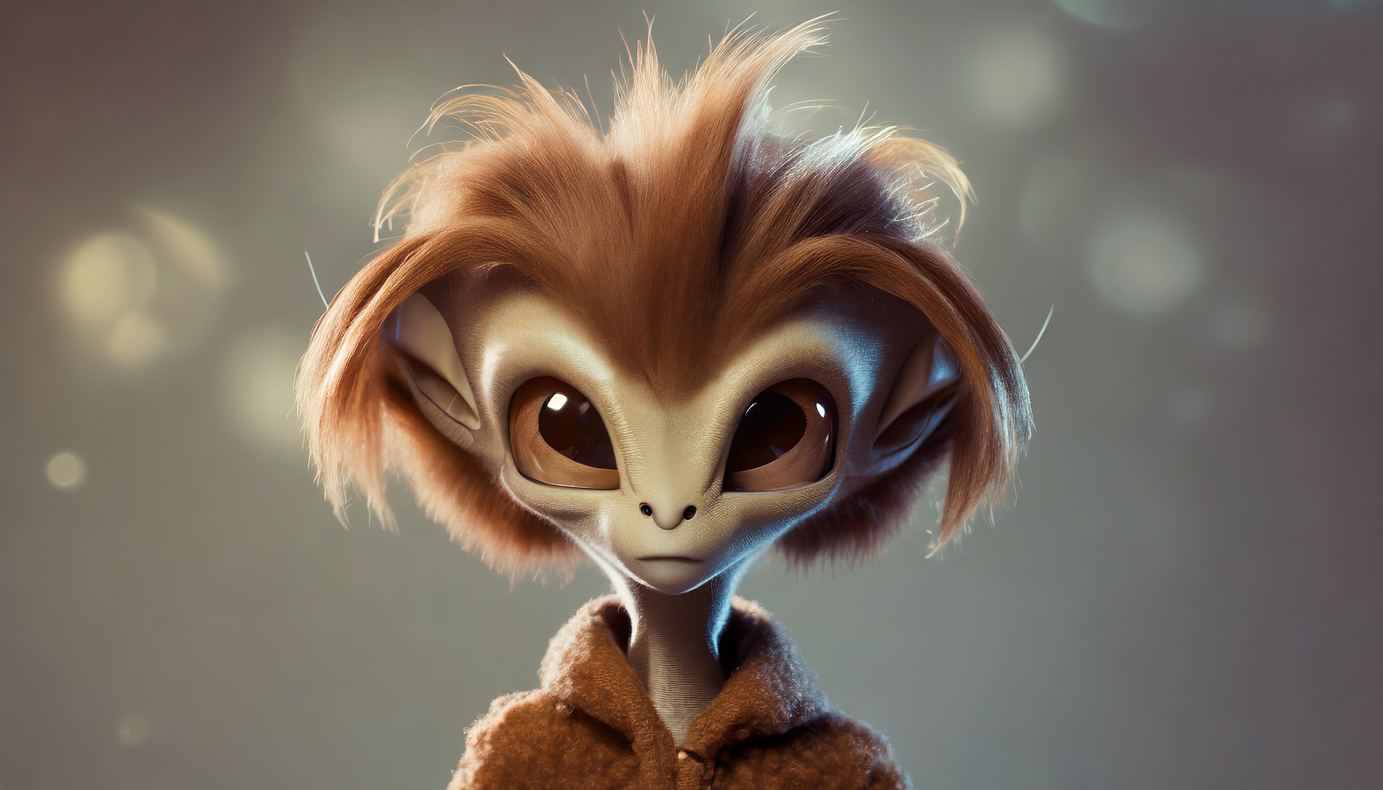 Firefly alien mignon marron avec des cheveux 30622