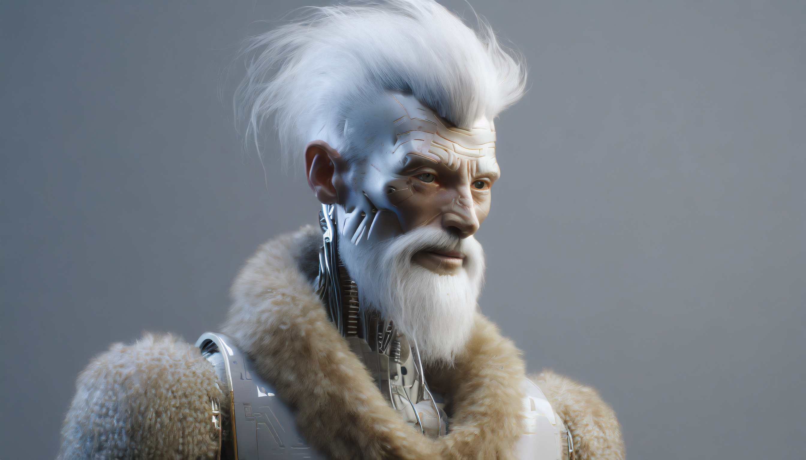 Firefly homme robot avec une barbe et un seul cheveu 320