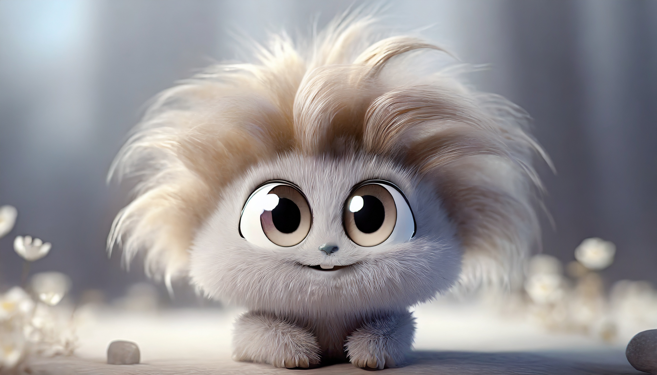 Firefly mini monstre mignon avec des cheveux et de grands cils 68378