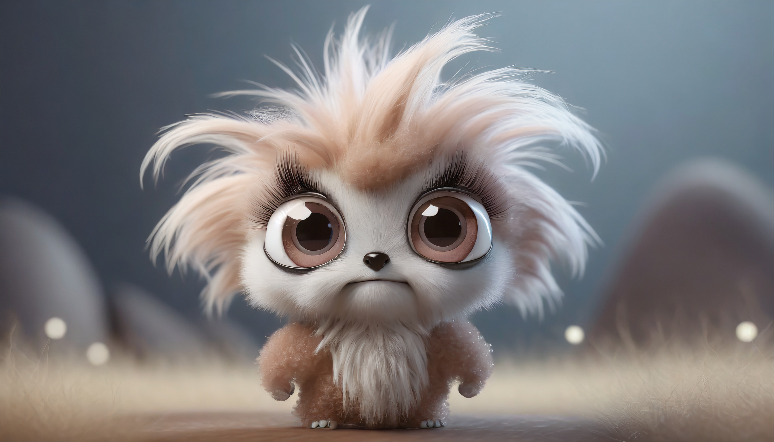 Firefly mini monstre mignon avec des cheveux et de grands cils 70184