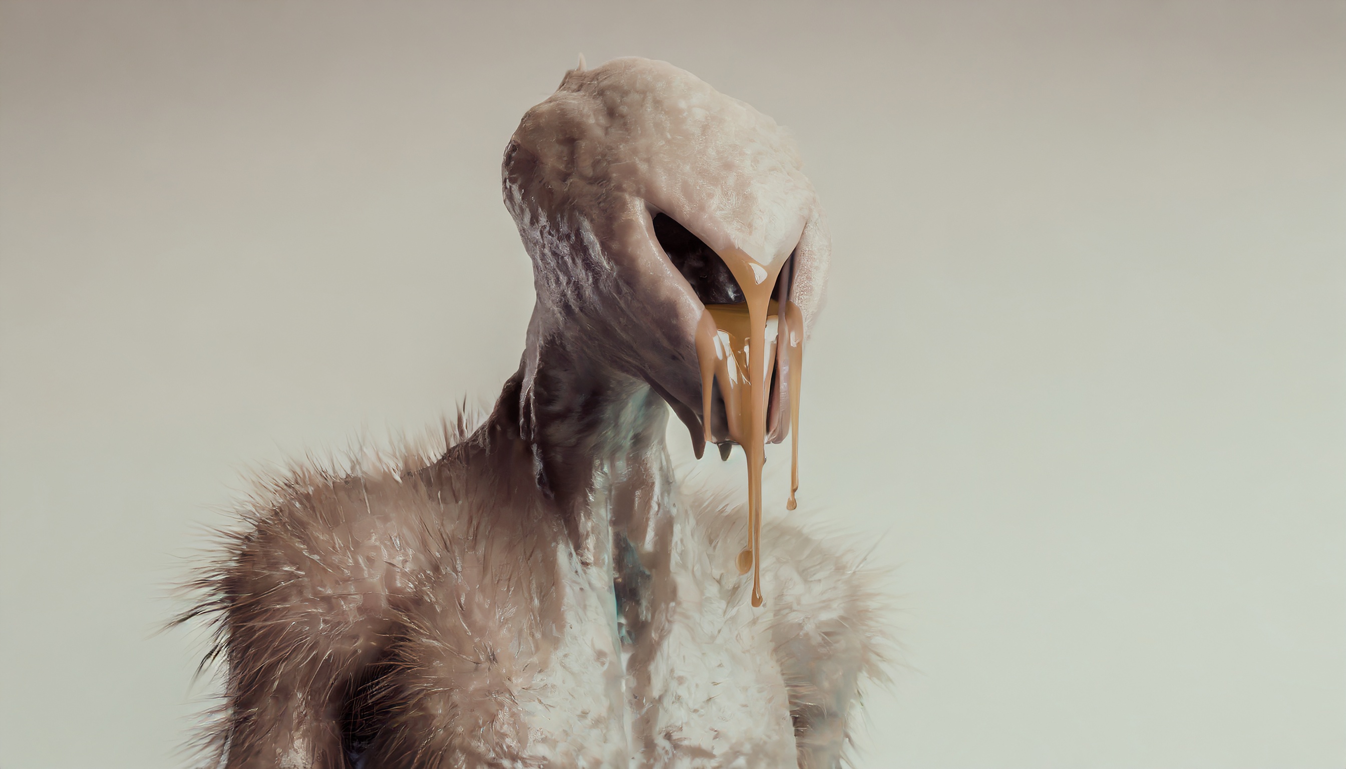 Firefly mutant alien avec une peau de miel dégoulinant et de la colle de mouche avec des dents de la