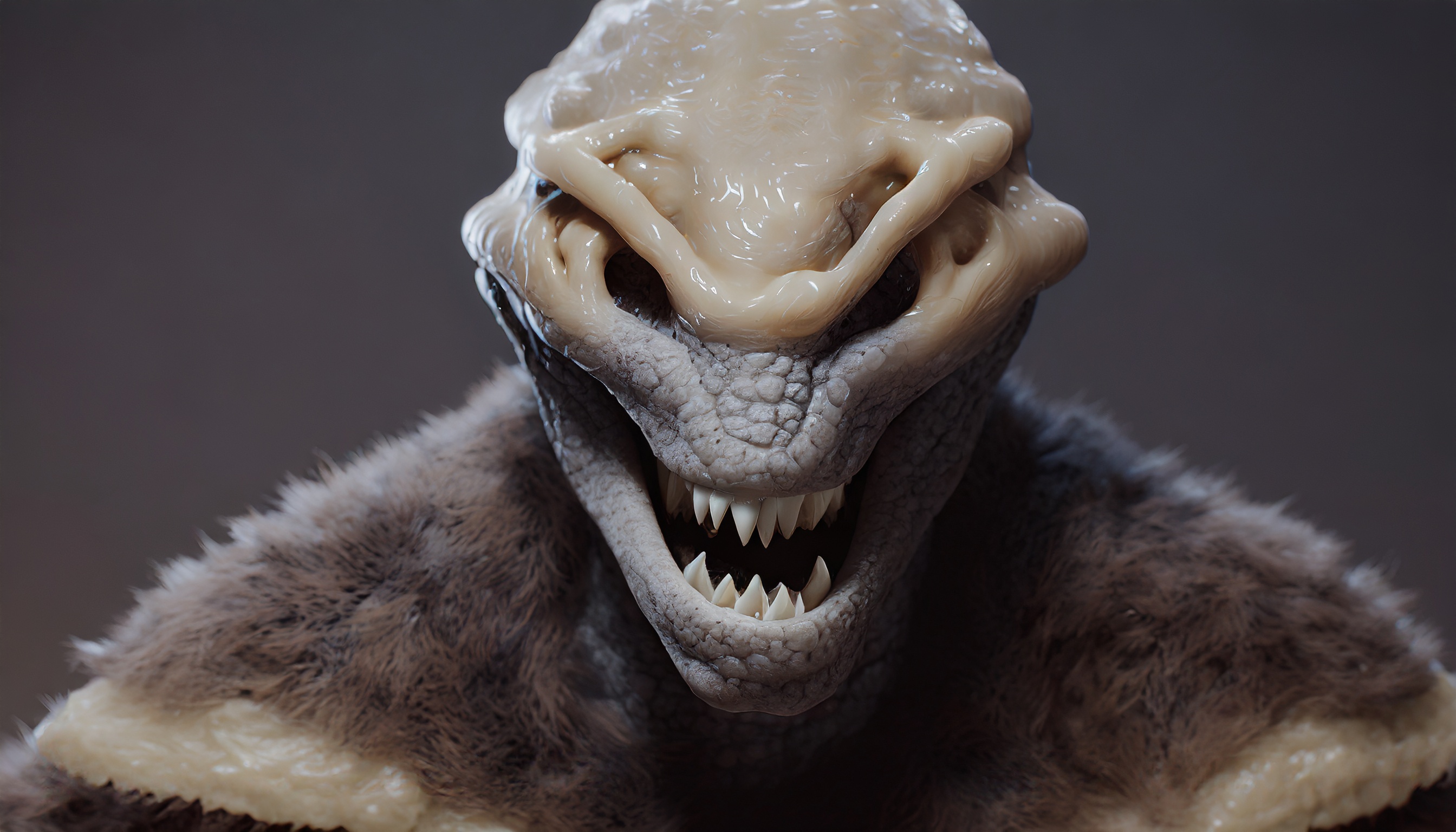 Firefly mutant alien avec une peau de miel dégoulinant et de la colle de vers de terre et du venin d