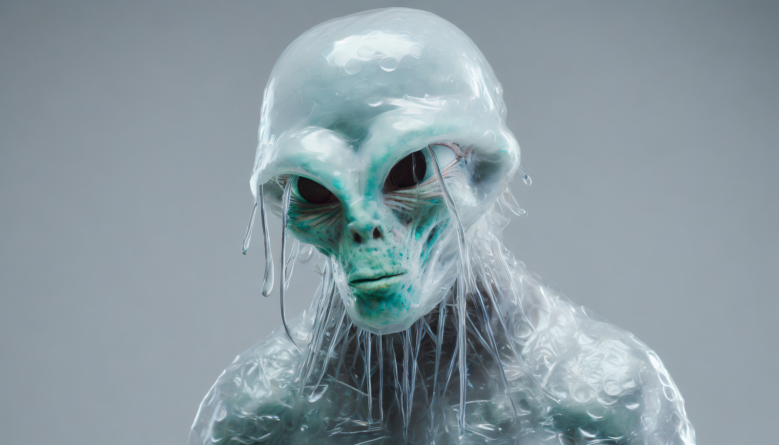 Firefly un monstre alien zombie avec une peau de papier bulle et des cheveux en fil de fer et de glu