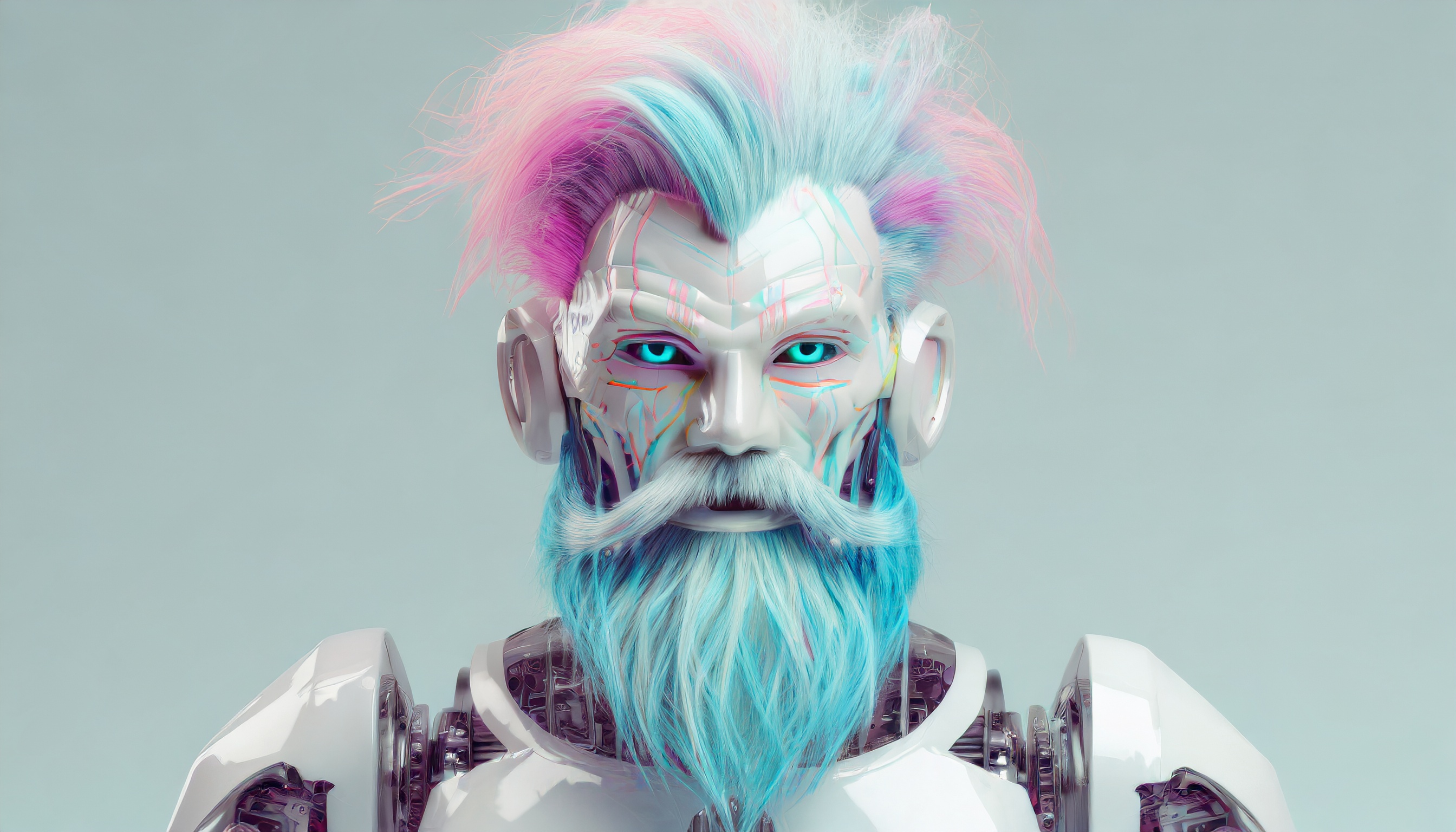 Firefly un robot avec des cheveux multicolor et une barbe bleue 96835