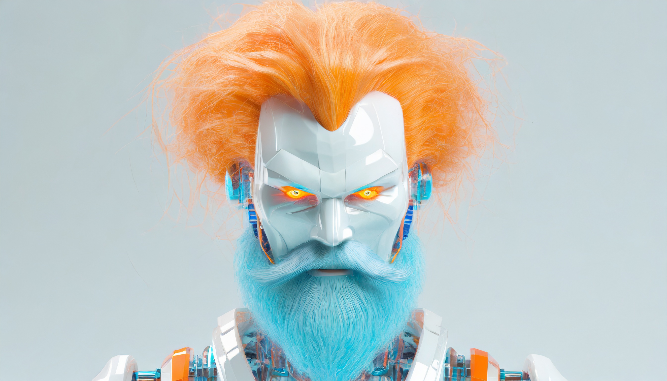 Firefly un robot avec des cheveux orange et une barbe bleue 84125