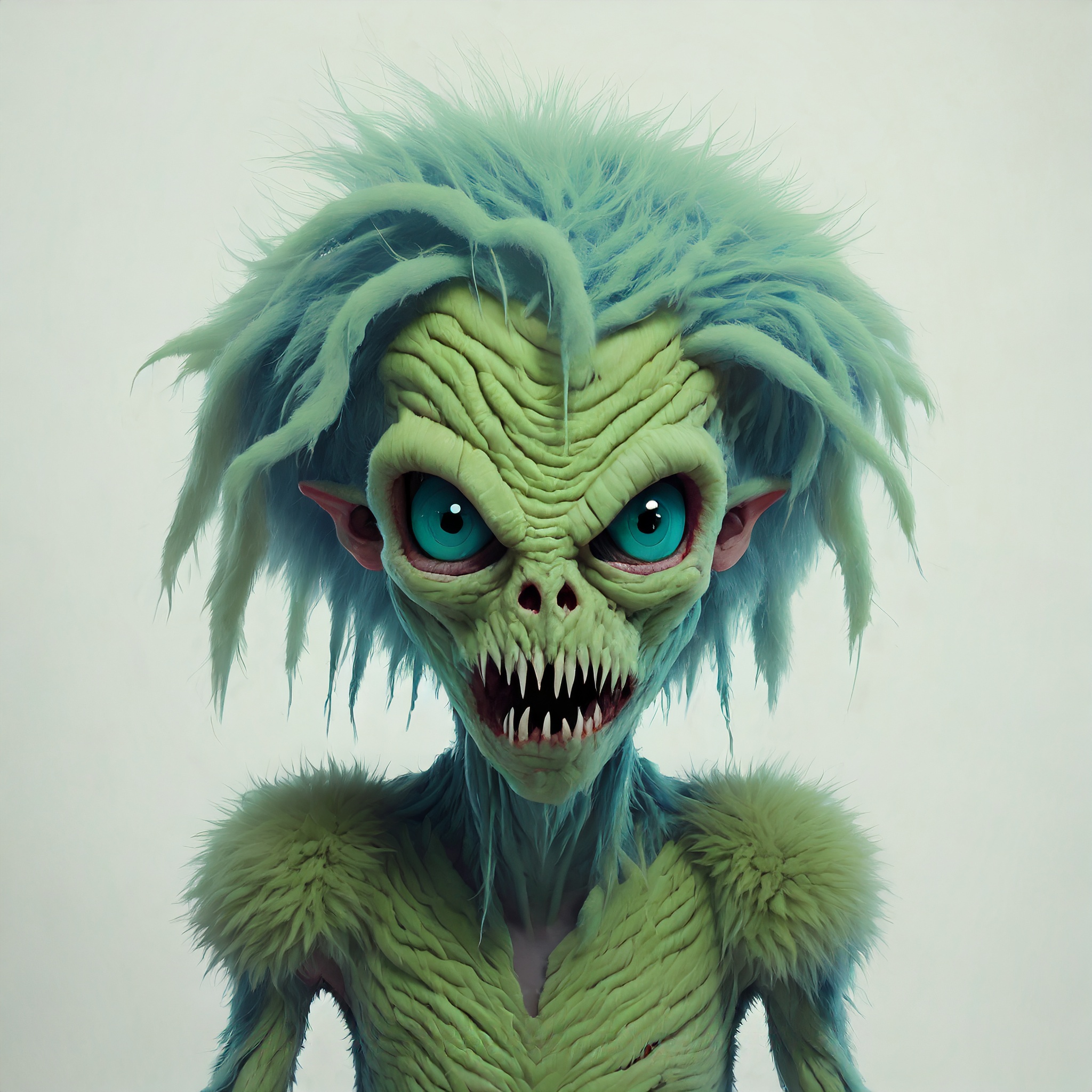Firefly zombie monstre alien avec de la bave et des cheveux 1983