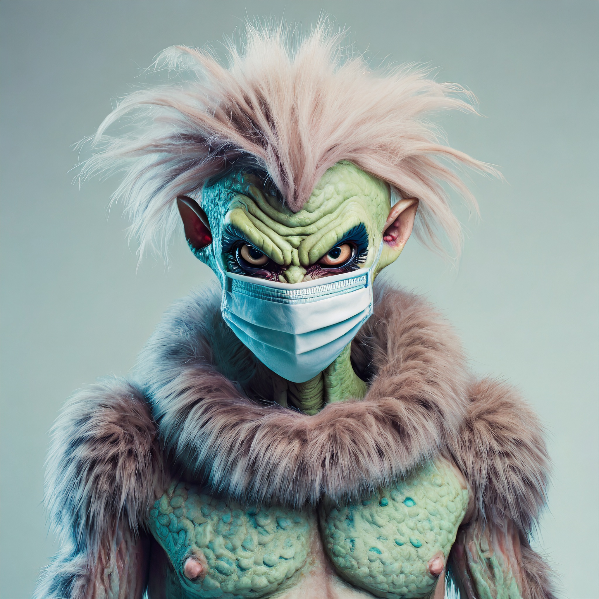 Firefly zombie monstre aliens avec des cheveux avec un masque chirurgical 53347