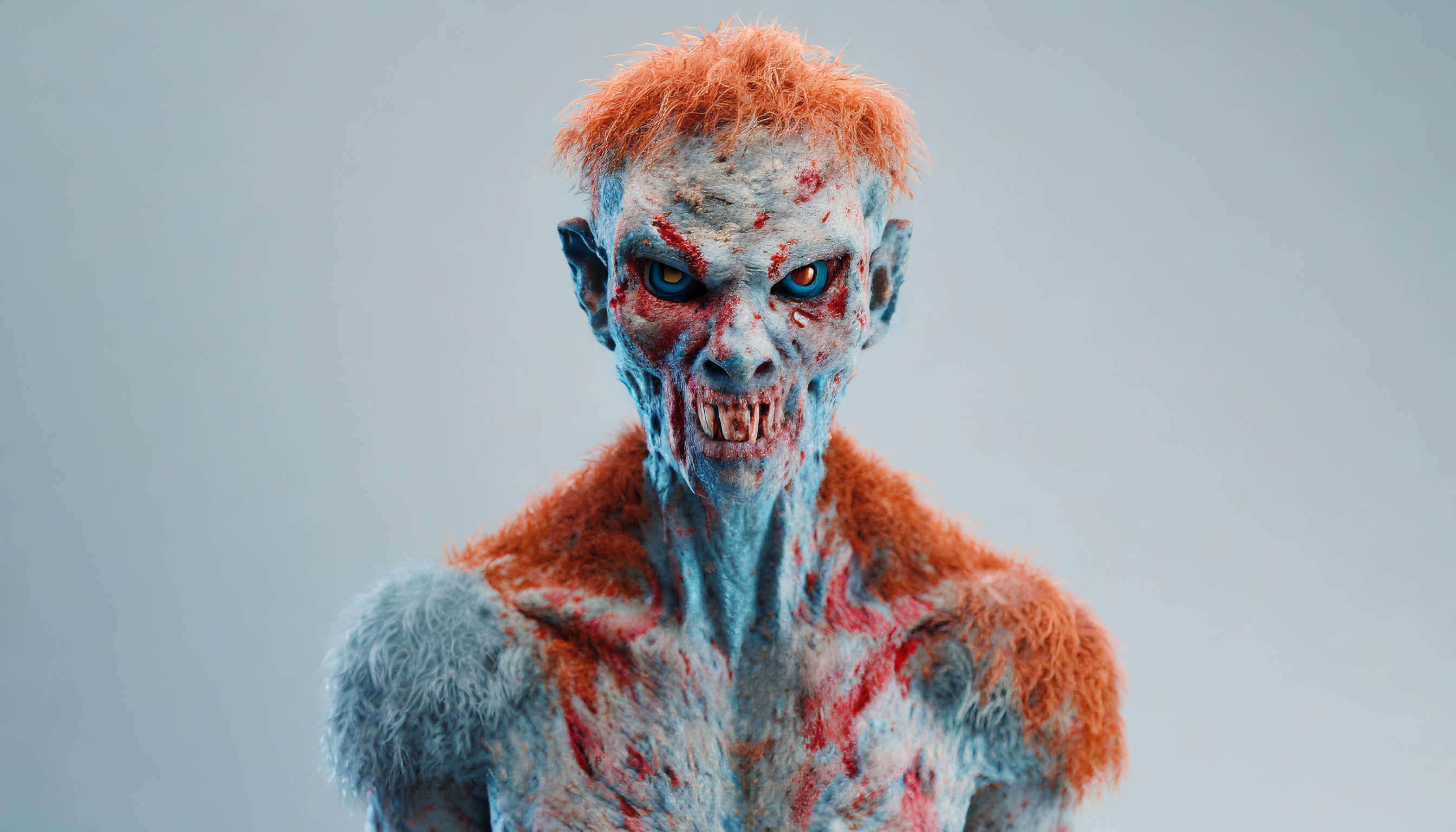 Firefly zombie monstre mutant écorché avec la peau rouge et des taches oranges et bleues 66299