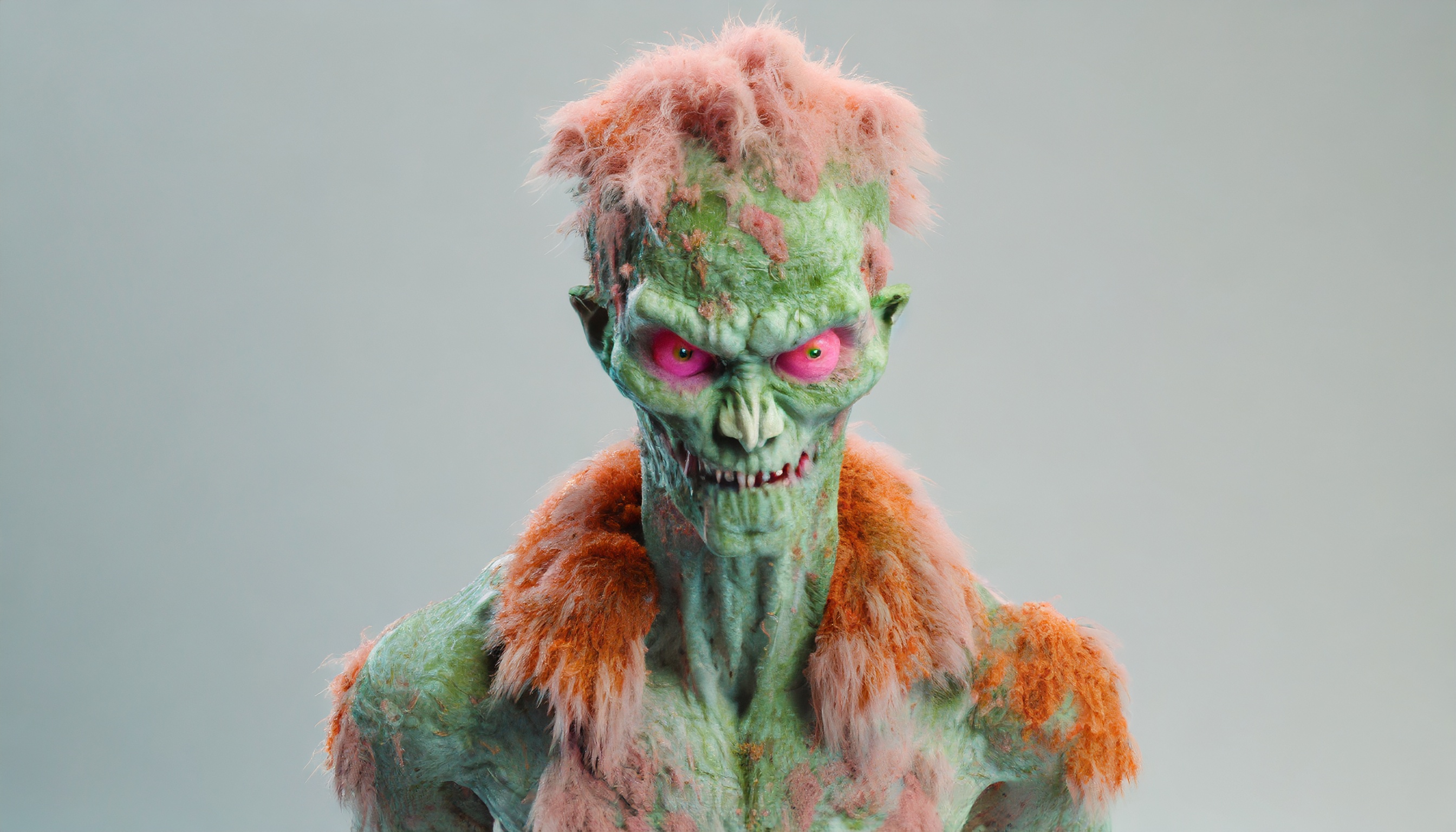 Firefly zombie monstre mutant écorché avec la peau verte et des taches oranges et rose 66299