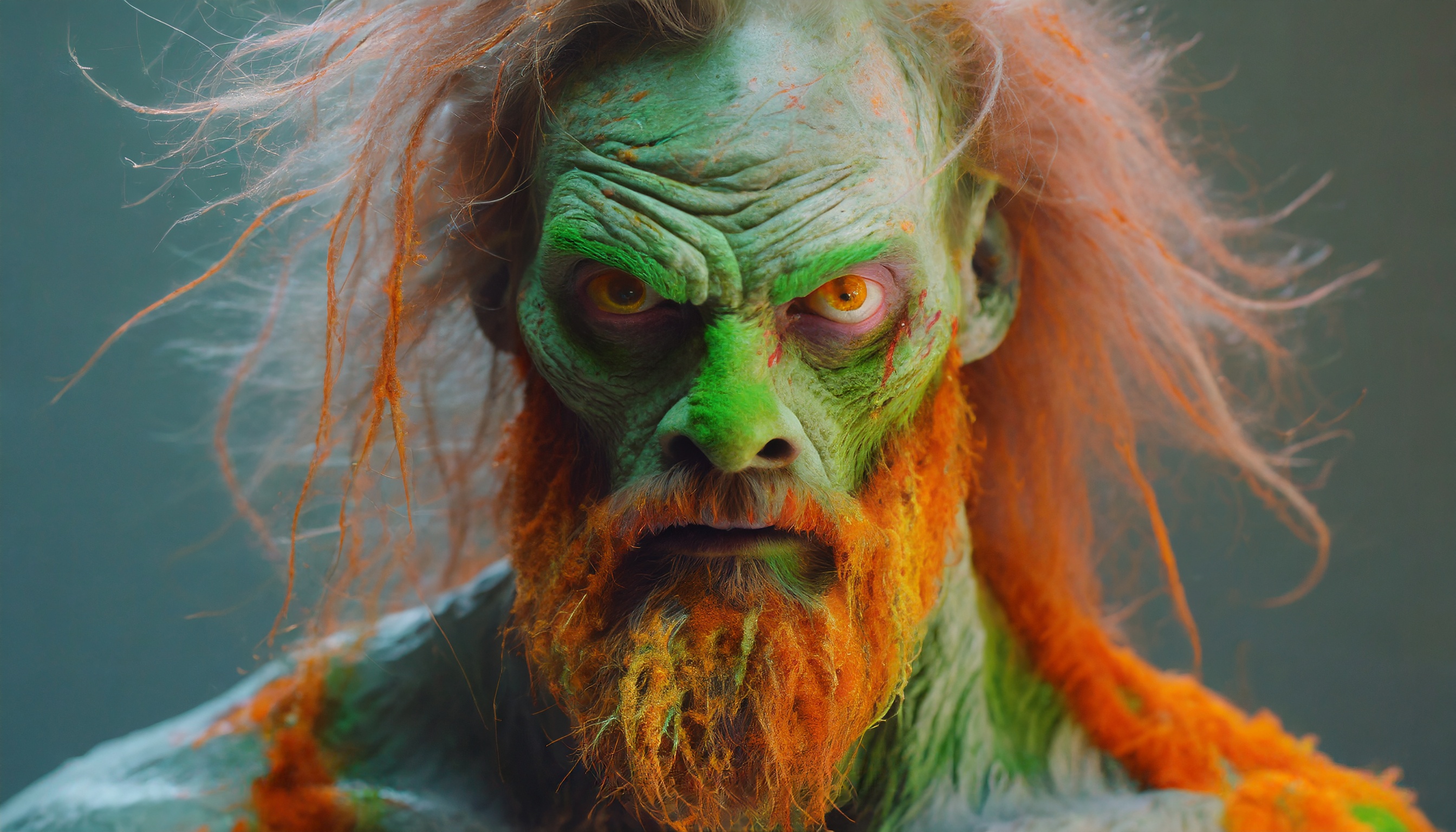 Firefly zombie monstre mutant écorché avec la peau verte et des taches oranges et rose avec de long -3